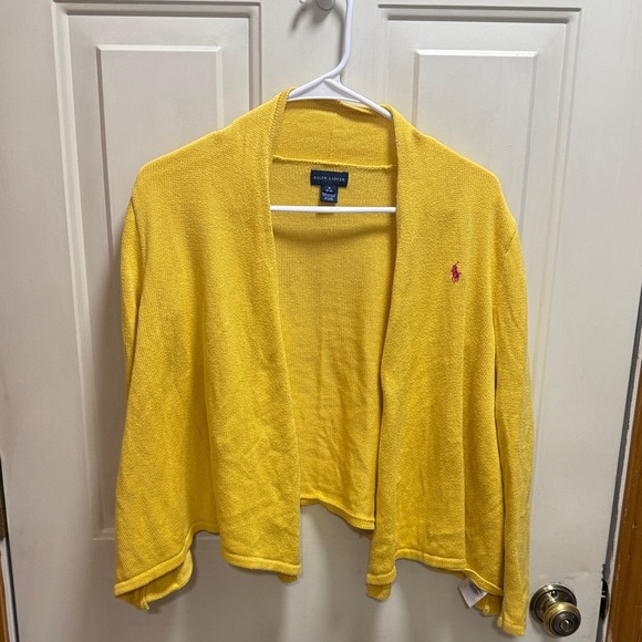 Polo by Ralph Lauren Cropped Open Cardigan Yellow Sweater size M (8-10) - Picture 1 of 8